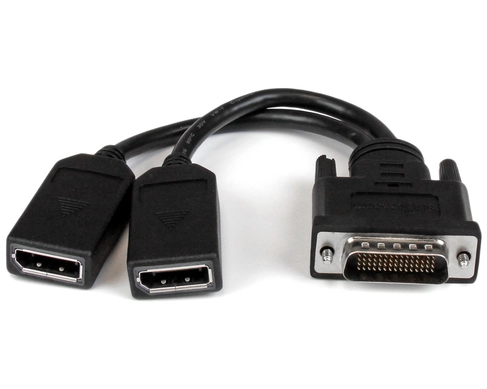 StarTech.com 8" DMS-59 to Dual DisplayPort Adapter Cable, 4K x 2K, DMS 59 pin (M) to 2x DP 1.2 (F) Splitter Y Cable, LFH to 2x DP Monitors