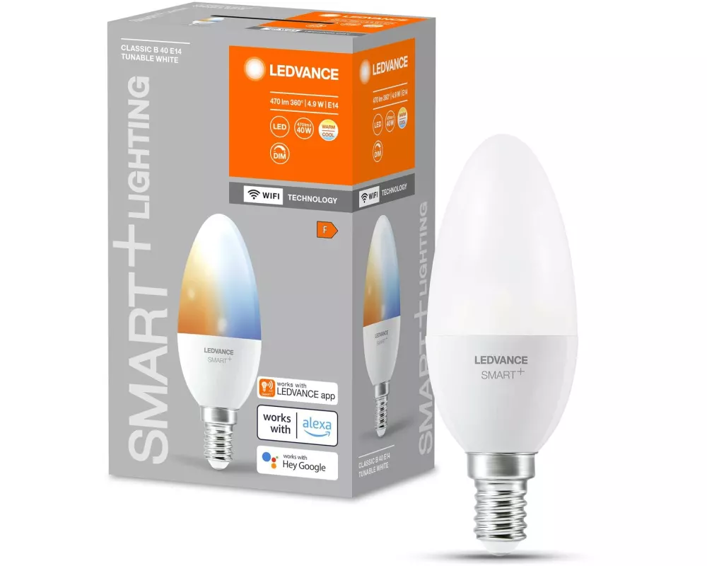 Ledvance Leuchtmittel Smart+ Candle, 4.9W, E14, TW, WiFi
