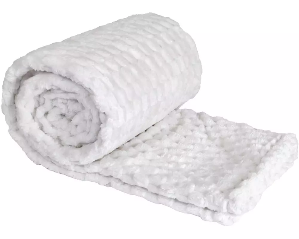 Hubatka Decke Plaid Uni 220 x 180 cm, Weiss