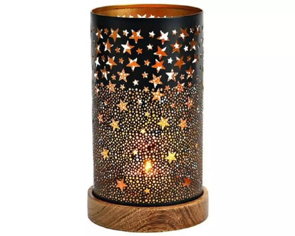 G. Wurm Weihnachtswindlicht Sterne Schwarz,