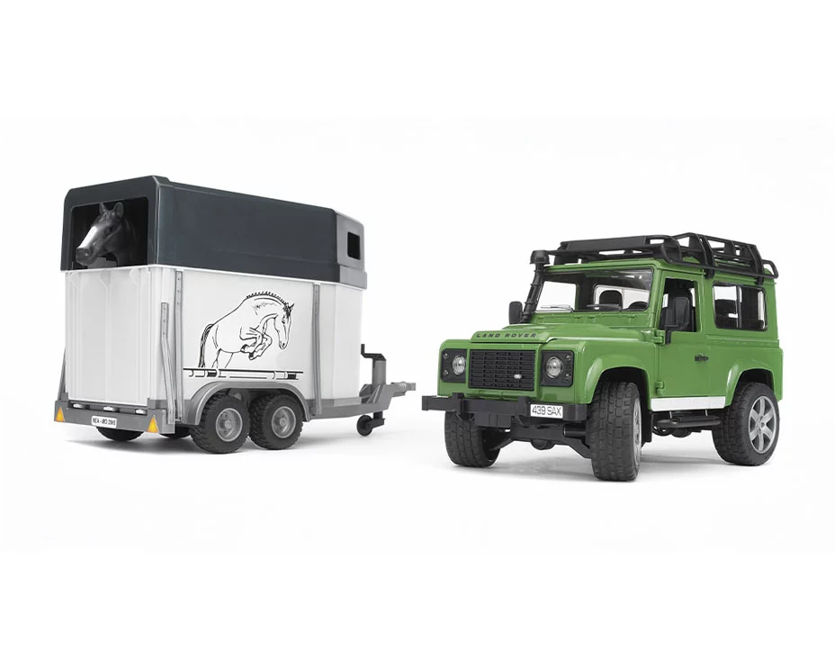 Bruder Land Rover Defender + Anhänger und Pferd