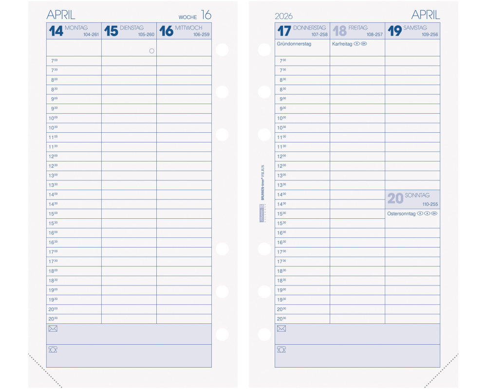 BRUNNEN Timer filius 2026 1074901006 1W/2S DE 9.3x17.2cm