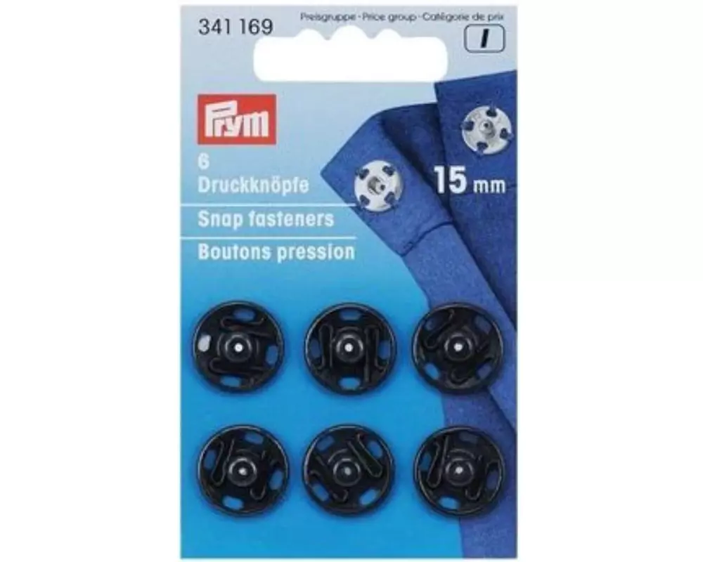 Prym Druckknöpfe Ø 15 mm, Schwarz, 6 Stück