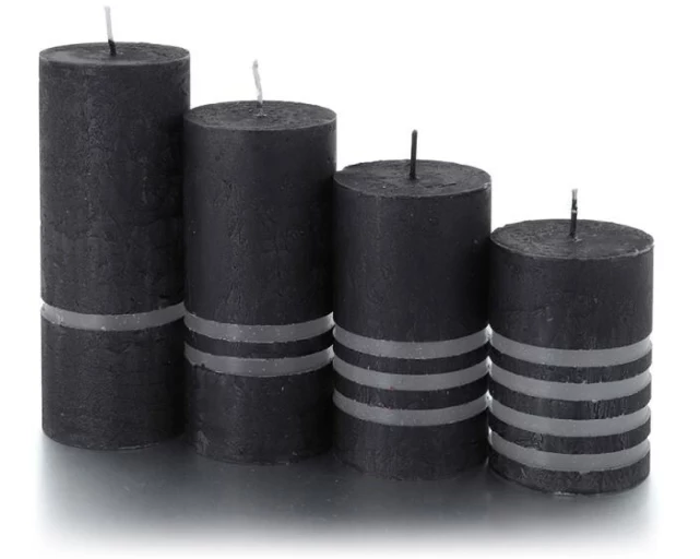 balthasar Weihnachtskerze Grooves Schwarz, 4 Stück