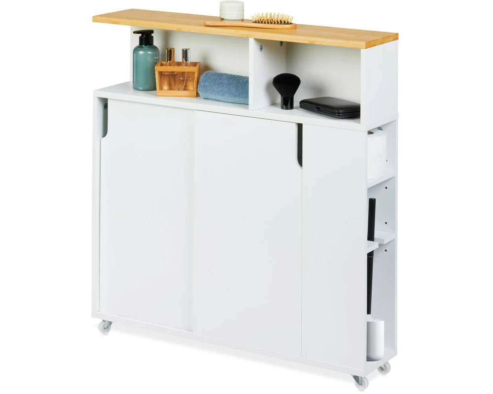 relaxdays Nischenwagen mit Ablage Weiss, 79 x 17 x 75 cm