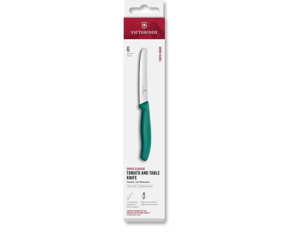 Victorinox Tafelmesser Swiss Classic, 11 cm, Grün, 6 Stück