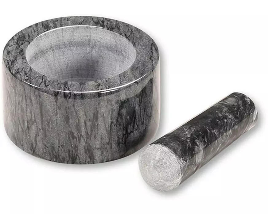 Kesper Mörser mit Stössel Marmor Grau Poliert 13 x 8 cm