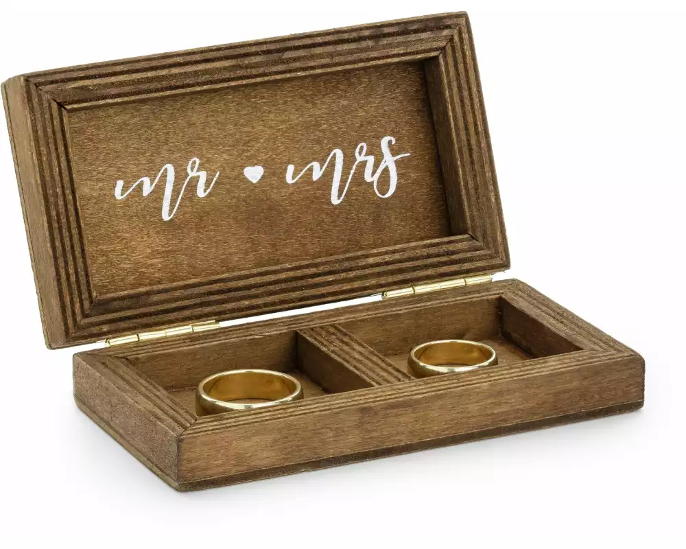 Partydeco Hochzeitsaccessoire Ring Box Hochzeit 10 x 5.5 x 2 cm, Braun