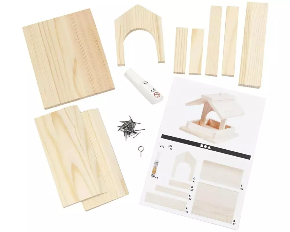 Creativ Company Holzartikel Vogelfutterhaus Set 14.5 x 11.5 x 12.5 cm