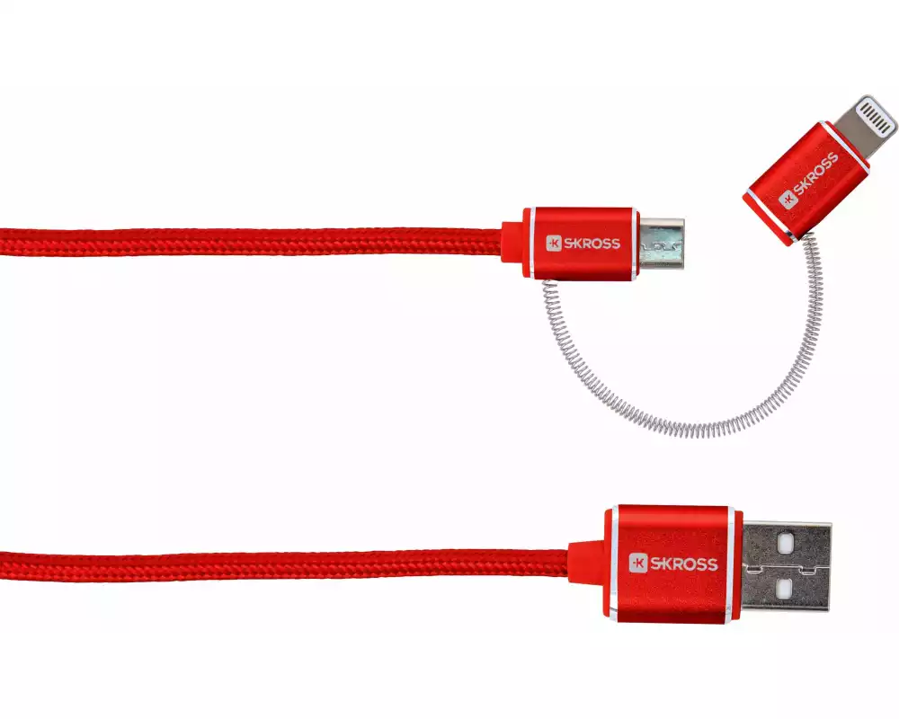 SKROSS USB 2.0-Metallkabel USB-A - Lightning/Micro-USB B 1 m