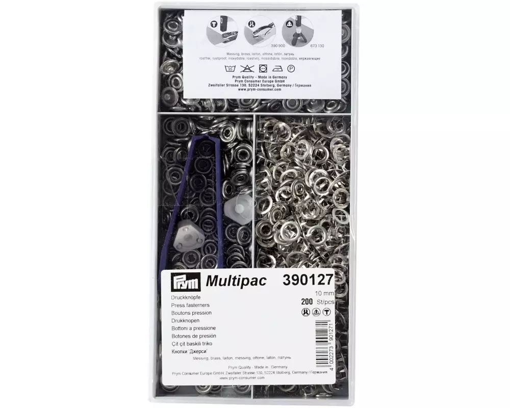 Prym Druckknöpfe Jersey Ring 10 mm, 200 Stück