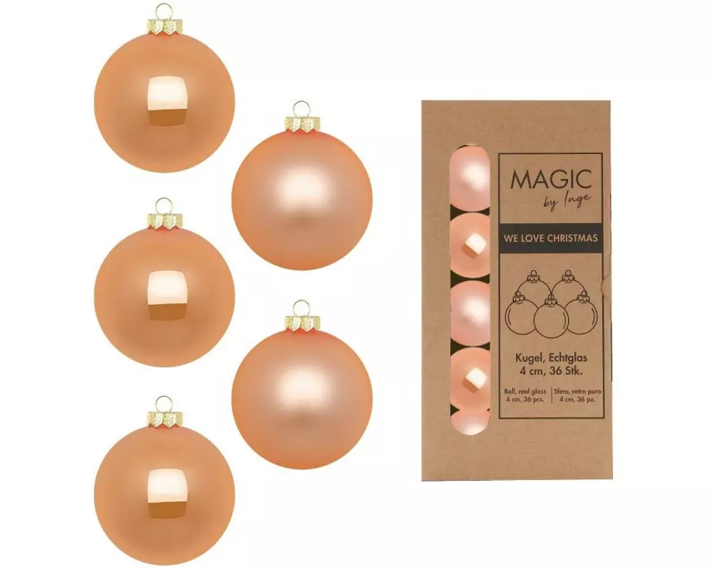 INGES CHRISTMAS DECOR Weihnachtskugel Sweet Melon Ø 4 cm, 1 Stück, Aprikose