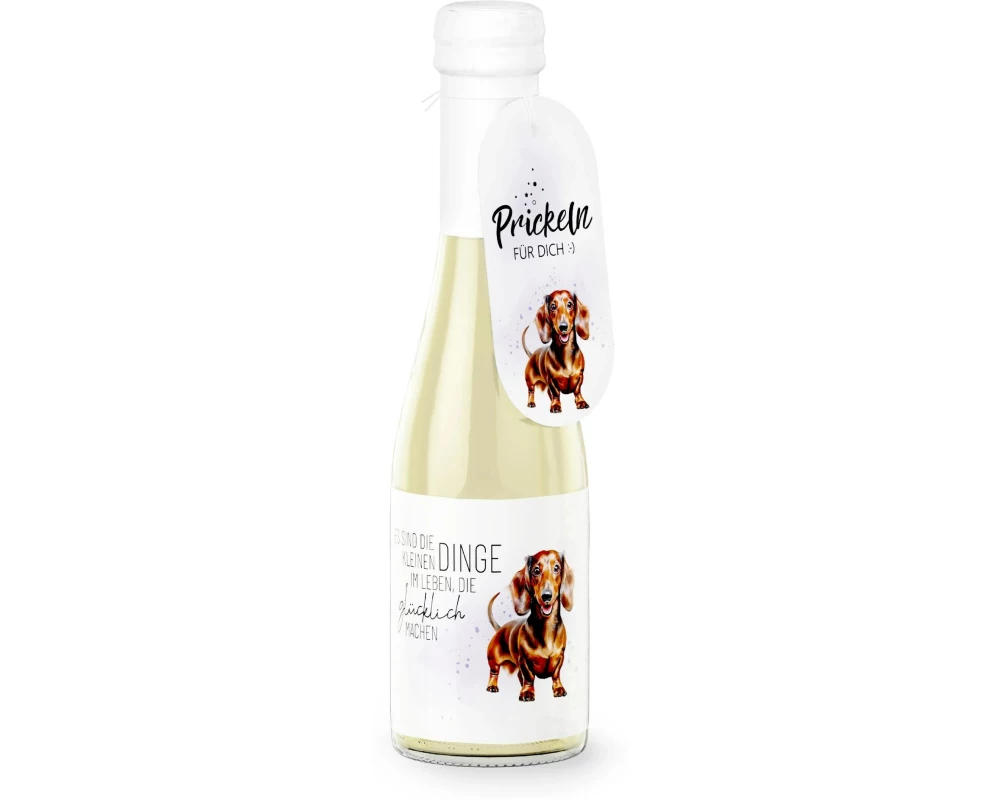 Trendcompany Geschenkidee Schaumwein Glücklich Hund 0.2 l