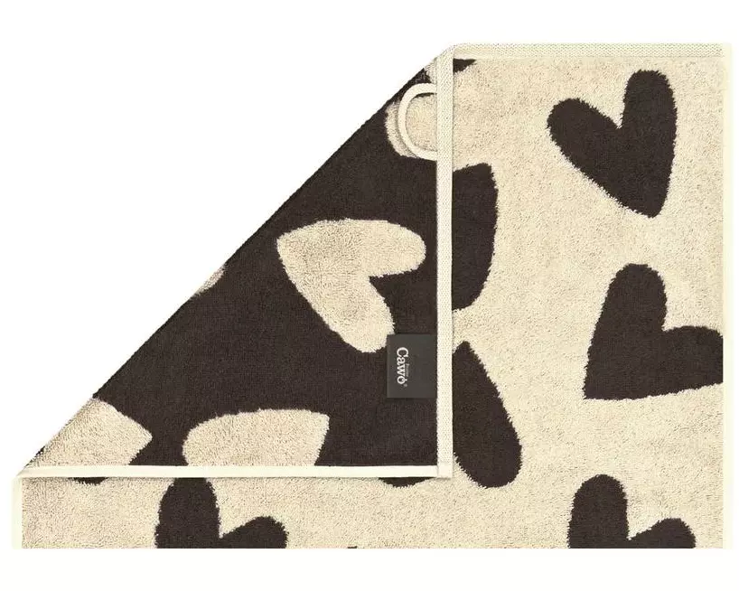 Cawö Handtuch Heart Beats 50 x 100 cm, Beige/Grau