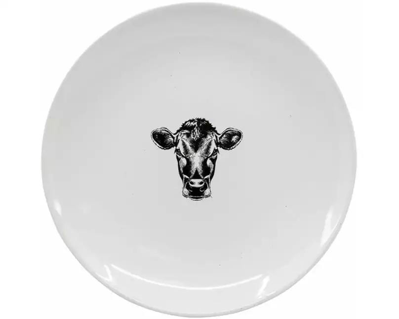 Kadastar Frühstücks- & Dessertteller Kuh 1 Stück,Schwarz/Weiss