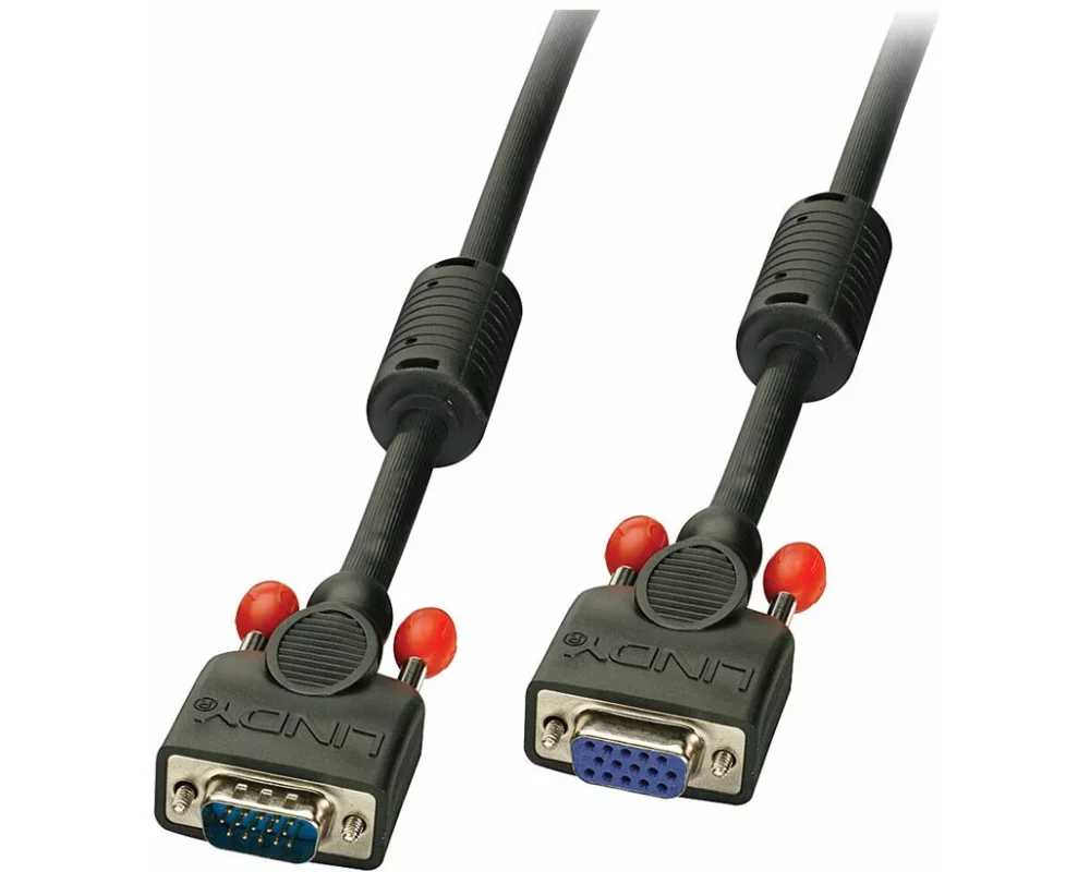 LINDY Video Cable, HD15, VGA-VGA M-F, 1m, black