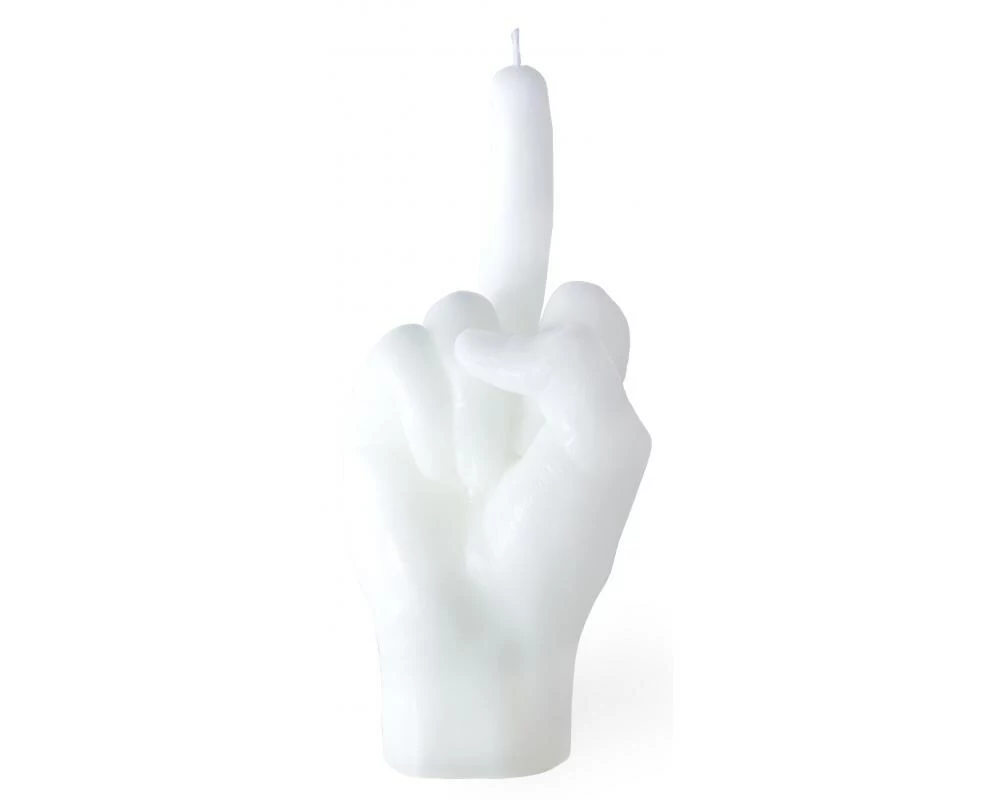 Mandatus Kerze Candle Hand F*ck you, Weiss