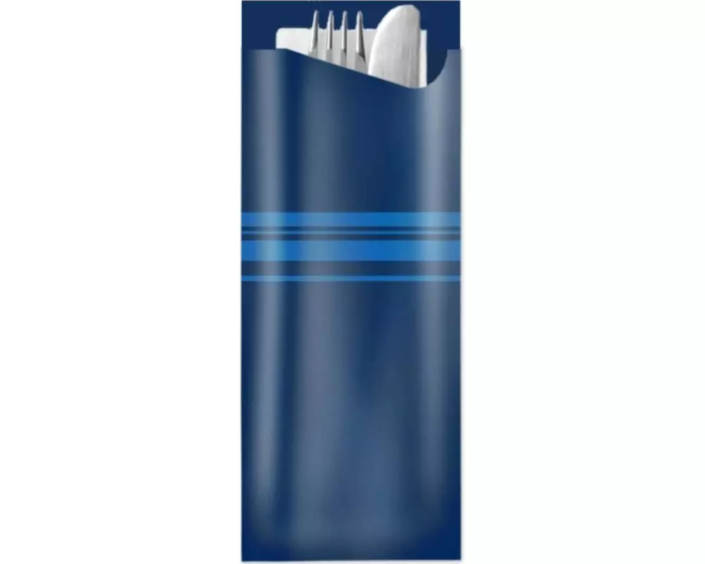 Pochetta Einweg-Besteckset Classic Stripes, 100 Stück, Blau