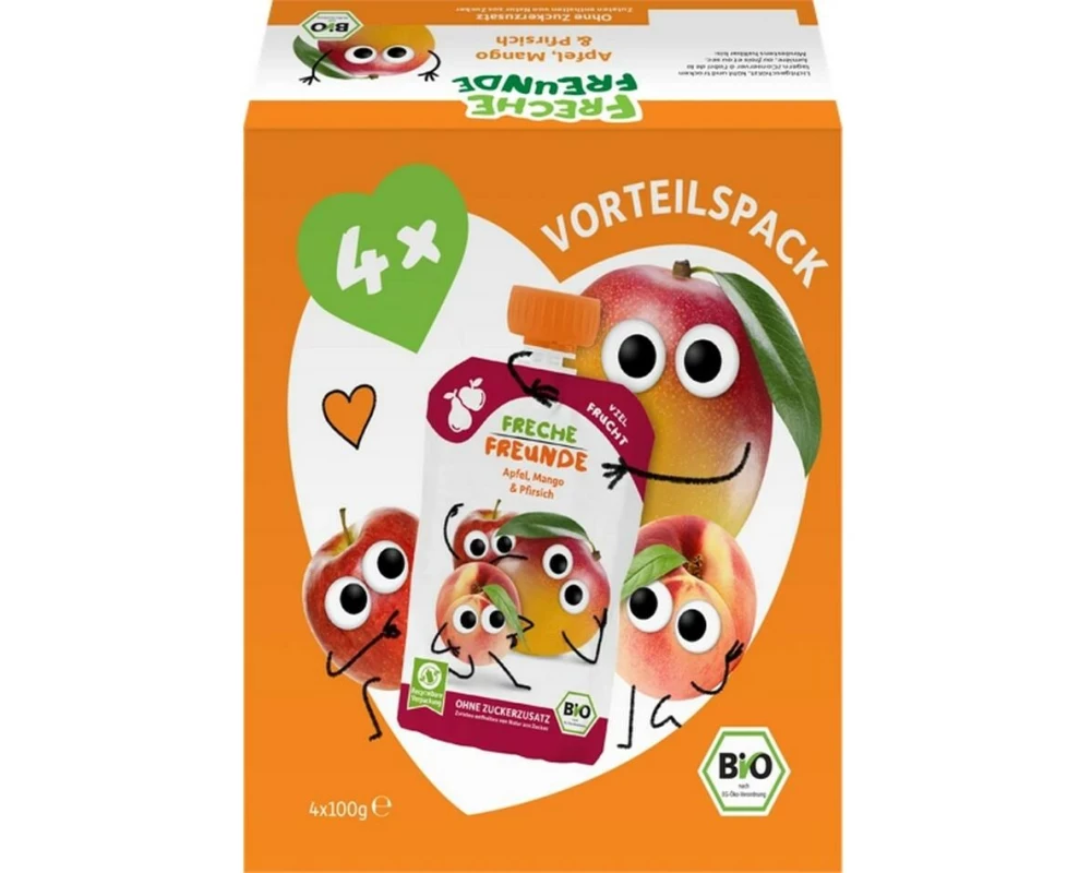 Freche Freunde Quetschbeutel Apfel Mango Pfirsich 4 x 100 g