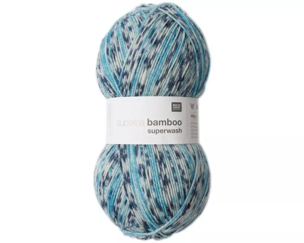 Rico Design Wolle Bamboo für Socken 4-fädig, 100 g, Denim