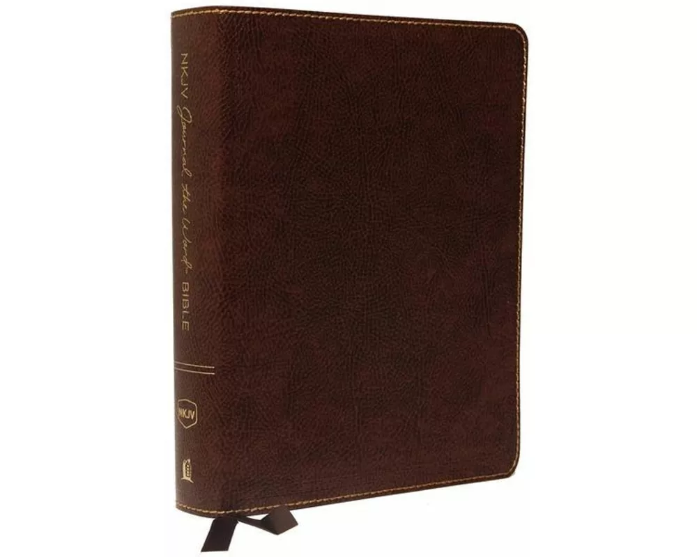 NKJV, Journal the Word Bible: Reflect, Journal or Create Art Next to Your Favorite Verses (Bonded Leather, Brown, Red Letter, Comfort Print)
