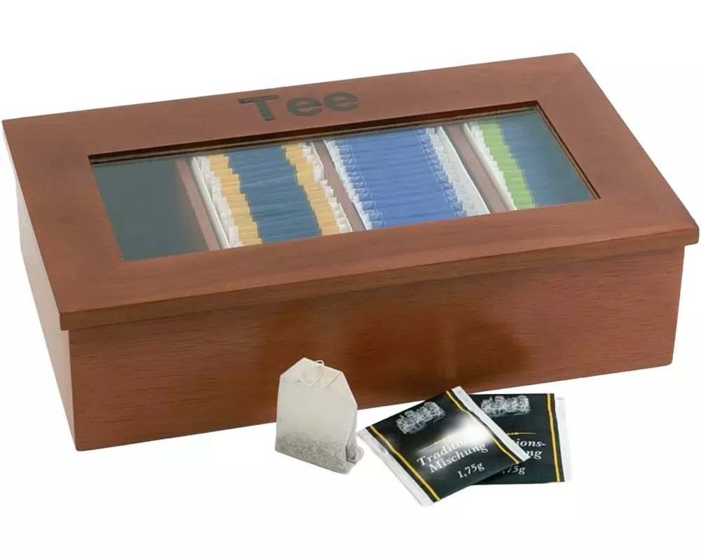 APS Teebox mit 4 Kammern Dunkelbraun