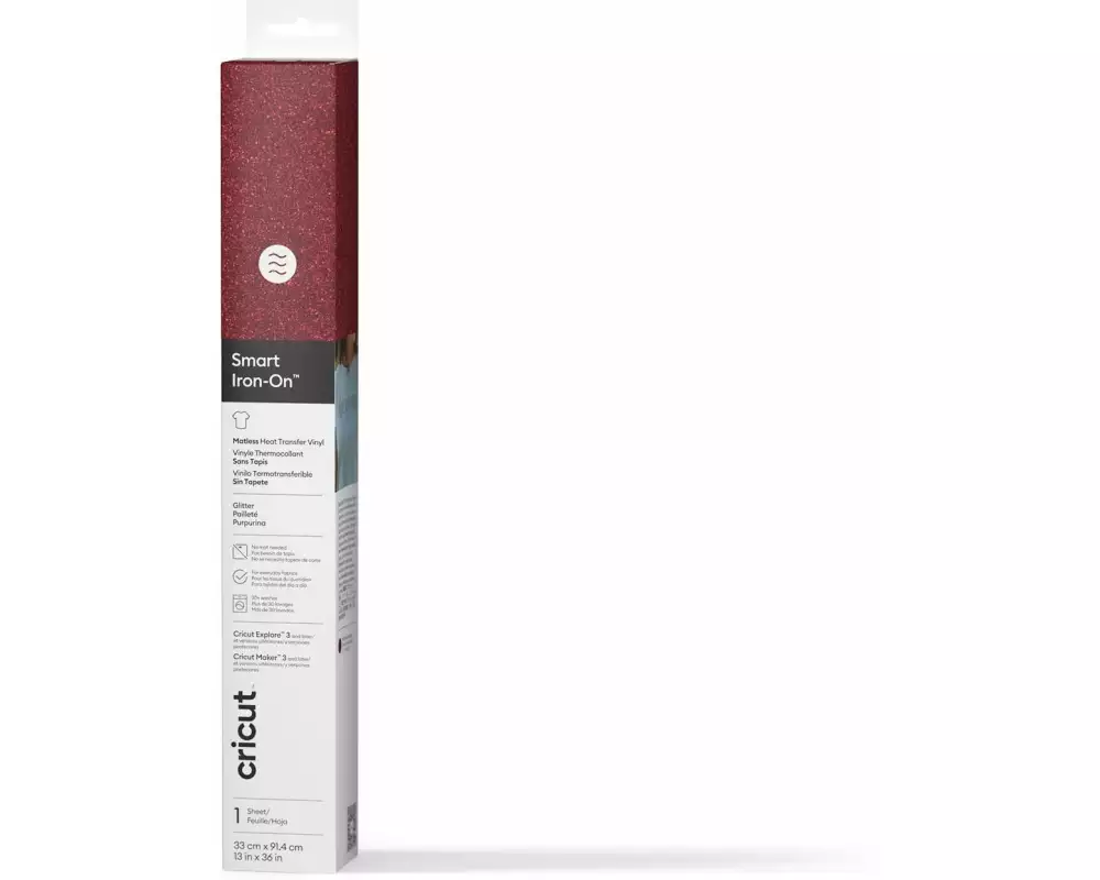 Cricut Aufbügelfolie Smart Glitter 33 x 91 cm, 1 Stück, Rot