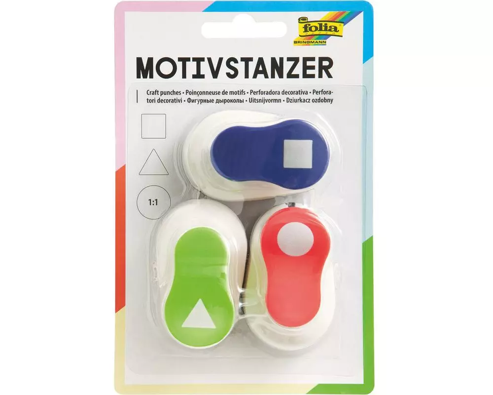 Folia Motivstanzer 3-teilig geometrische Formen 1.5 cm