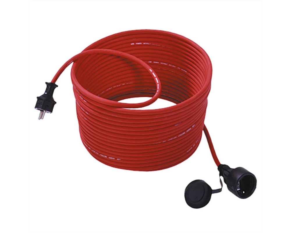 BACHMANN Rasenmäherverlängerung Schutzkontakt, 16 A/250 VAC, Gummi / Neopren, rot, 35 m