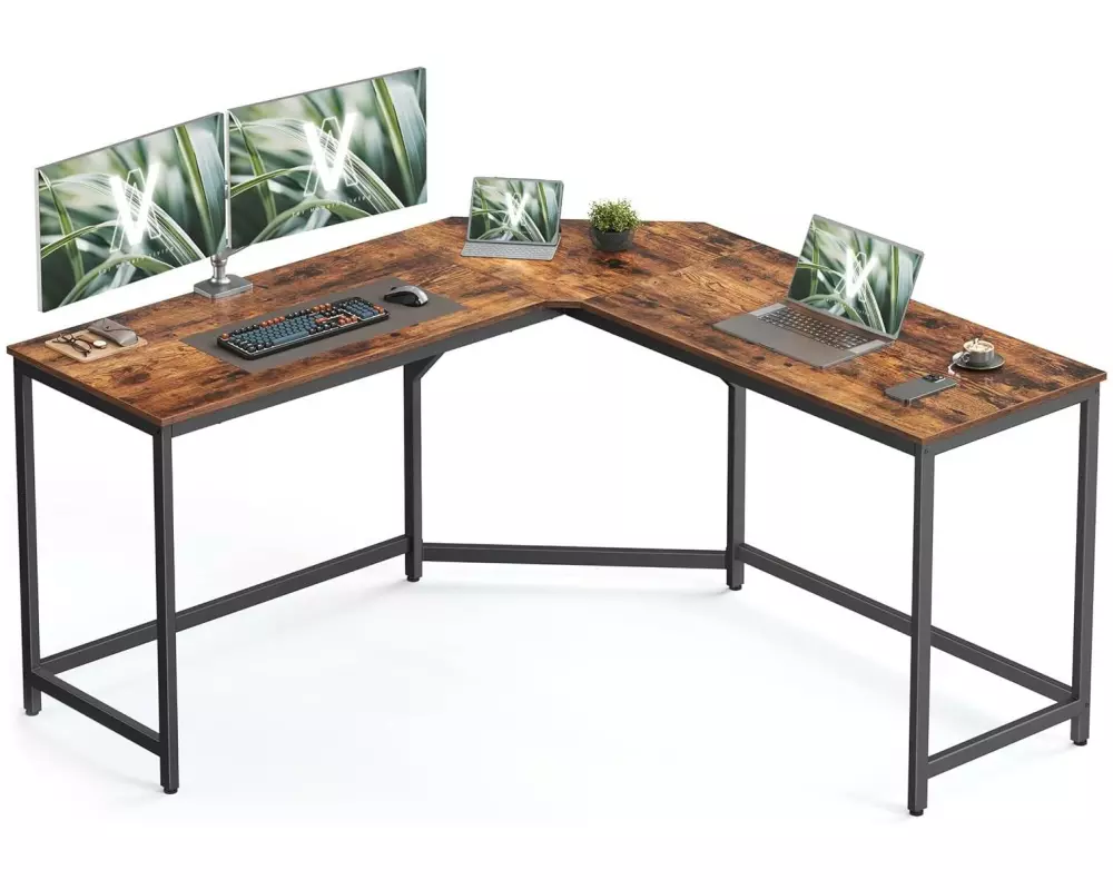 VASAGLE Tisch L-förmig Vintagebraun 140 x 140 cm