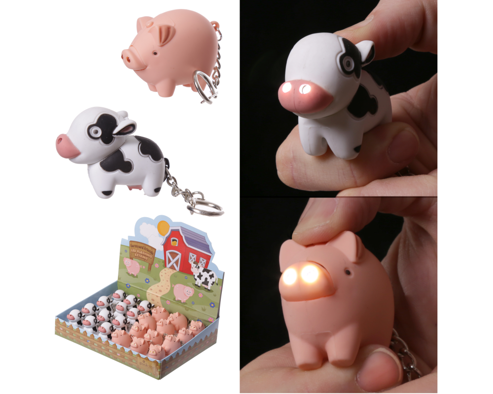 ROOST Schlüsselanhänger Bauernhof KEY18 LED, Ton, 2 ass.