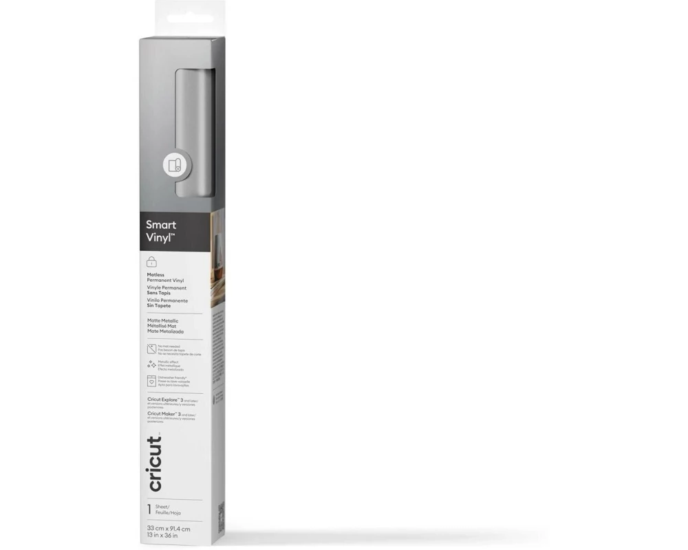 Cricut Vinylfolie Smart Permanent 33 x 91 cm, 1 Stück, Silber
