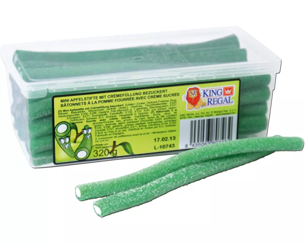King Regal Gummibonbons Mini Apfelstifte bezuckert 320 g