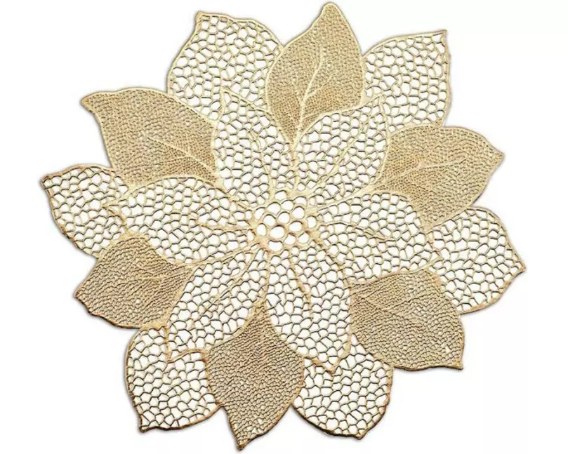 Zeller Present Tischset Flower 47 cm x 47 cm, Gold