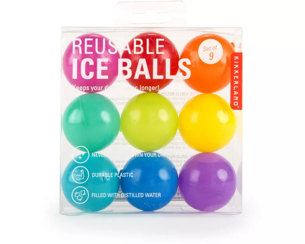 Kikkerland wiederverwendbare Eiswürfelform 9 Stück, Mehrfarbig