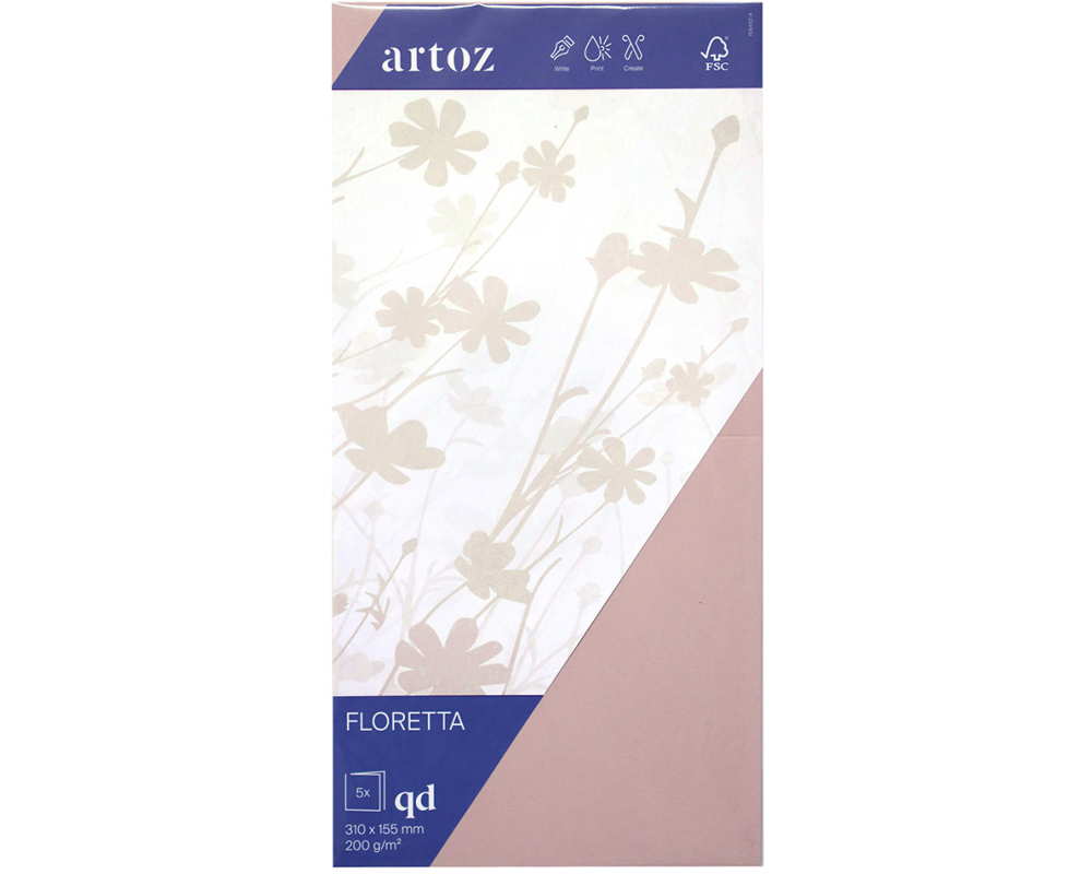 ARTOZ Karten 1001 310x155mm 15845226-281 200g, light rose 5 Blatt
