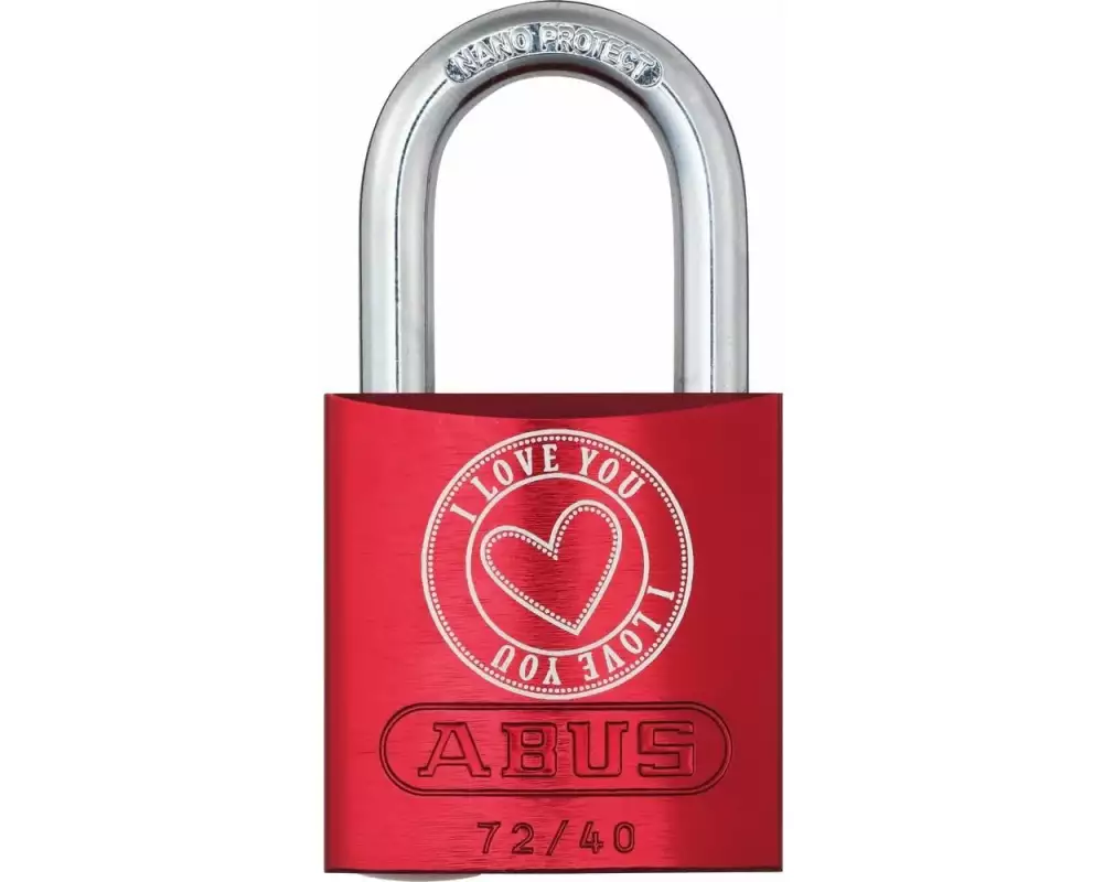 Abus Vorhängeschloss 72/40 LoveLock 5 I Love You Rot Aluminium