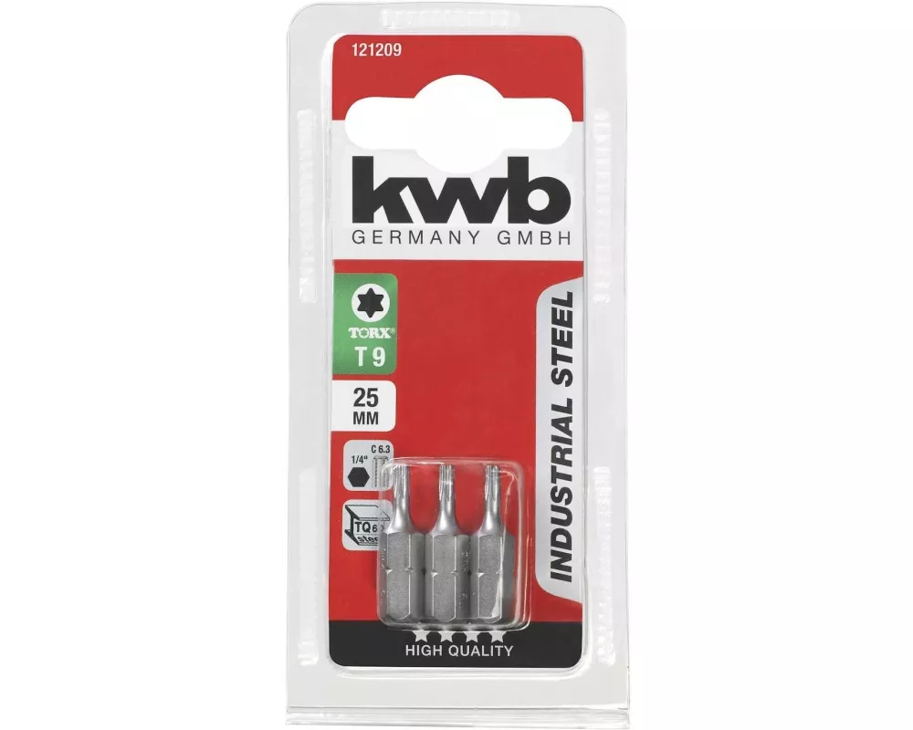 kwb Bit-Set Industrial Steel Bits 1/4" Torx T9 3-Stück