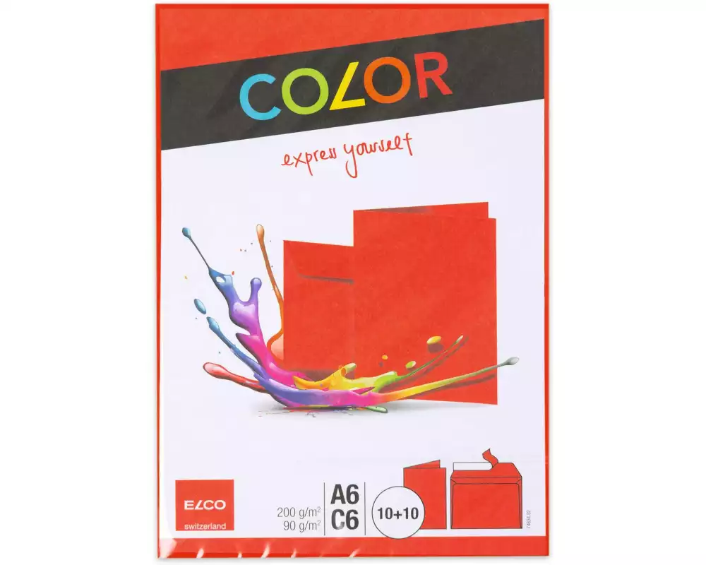 ELCO Doppelkarte mit Couvert Color A6/C6 Rot, 20 Stück