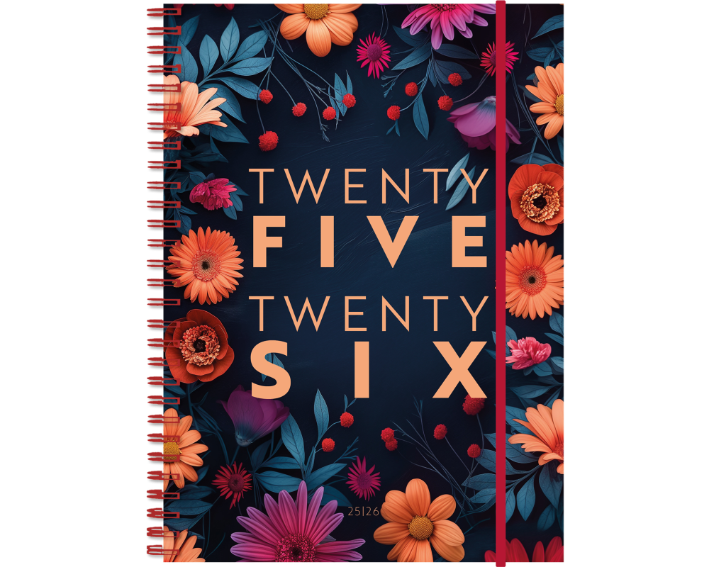 Simplex Schulagenda Emotions Touch A5, 2025-2026, Flowers