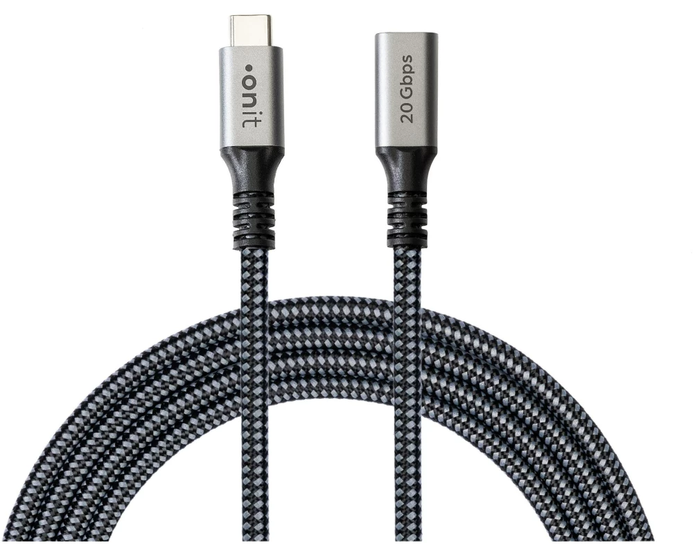 onit USB 3.2-Verlängerungskabel USB-C 1.5 m, Grau/Schwarz