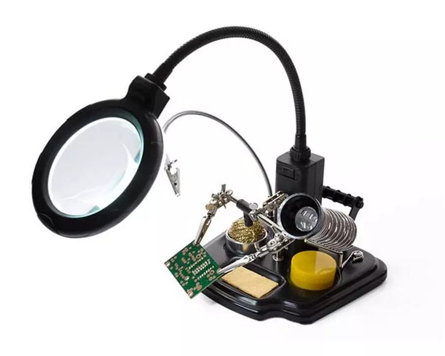 Velleman Löthilfe mit Lupe 3-fache Vergrösserung