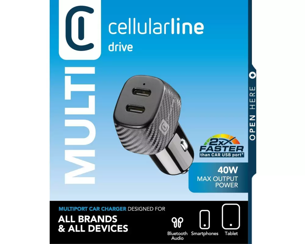 Cellular Line Multipower DUO 2x USB-C 40 W Power Delivery Schwarz