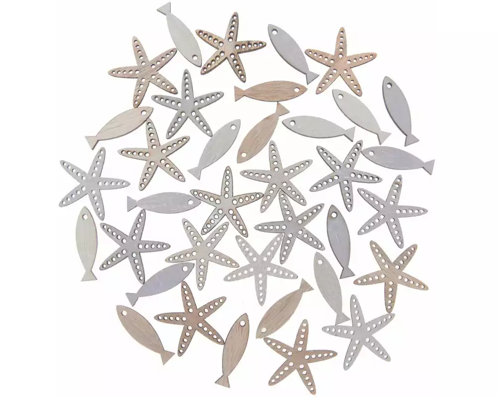 Rico Design Streudeko Fische und Seesterne natur 36 Stück