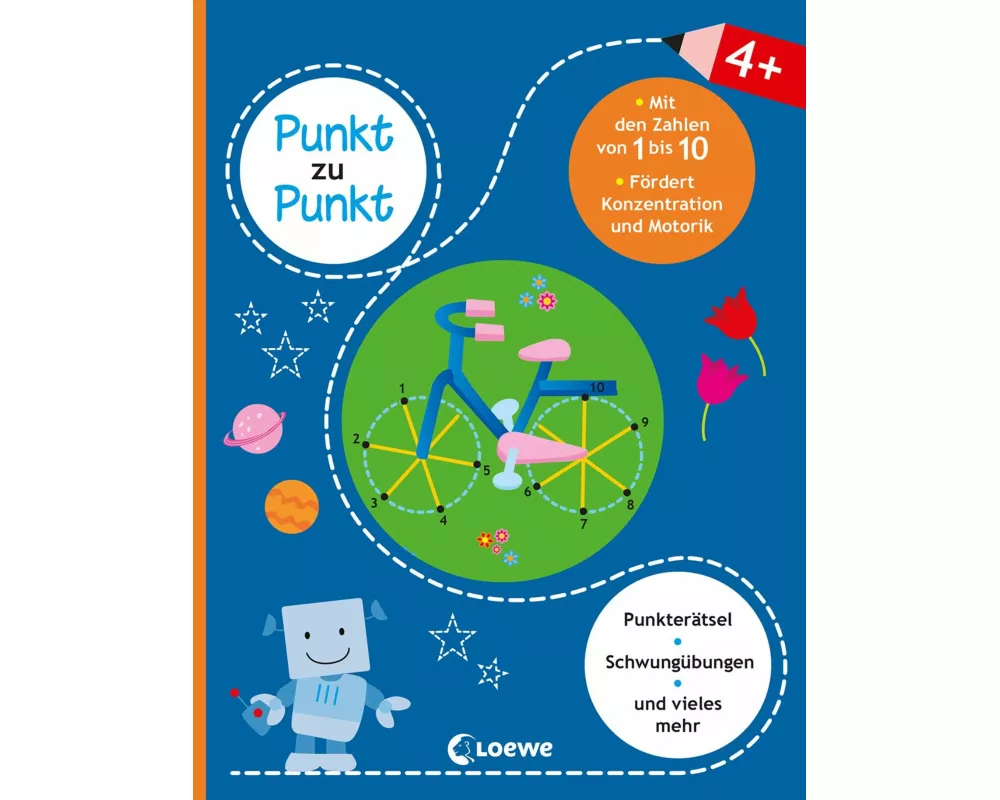 Punkt zu Punkt - Mit den Zahlen von 1 bis 10 (blau)