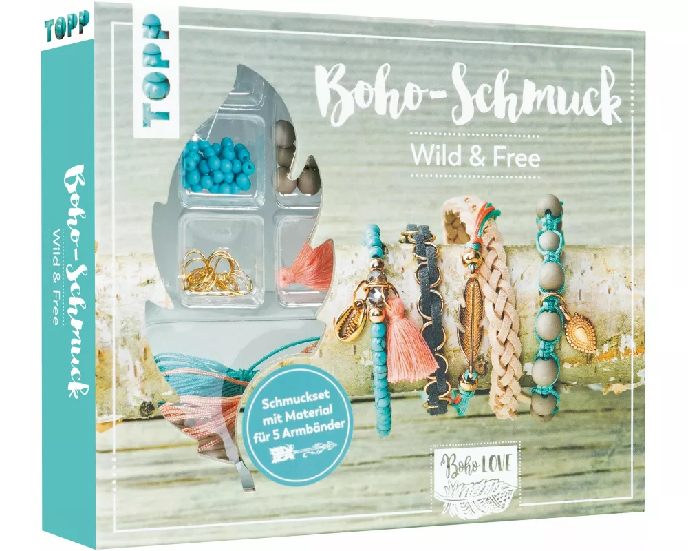 Boho-Schmuckset Wild & Free (Türkis/Lachs)