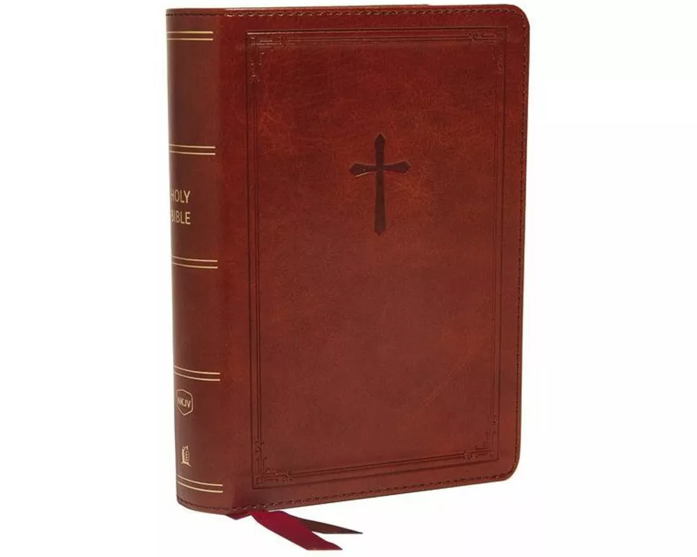 NKJV, End-of-Verse Reference Bible, Compact, Leathersoft, Brown, Red Letter, Comfort Print