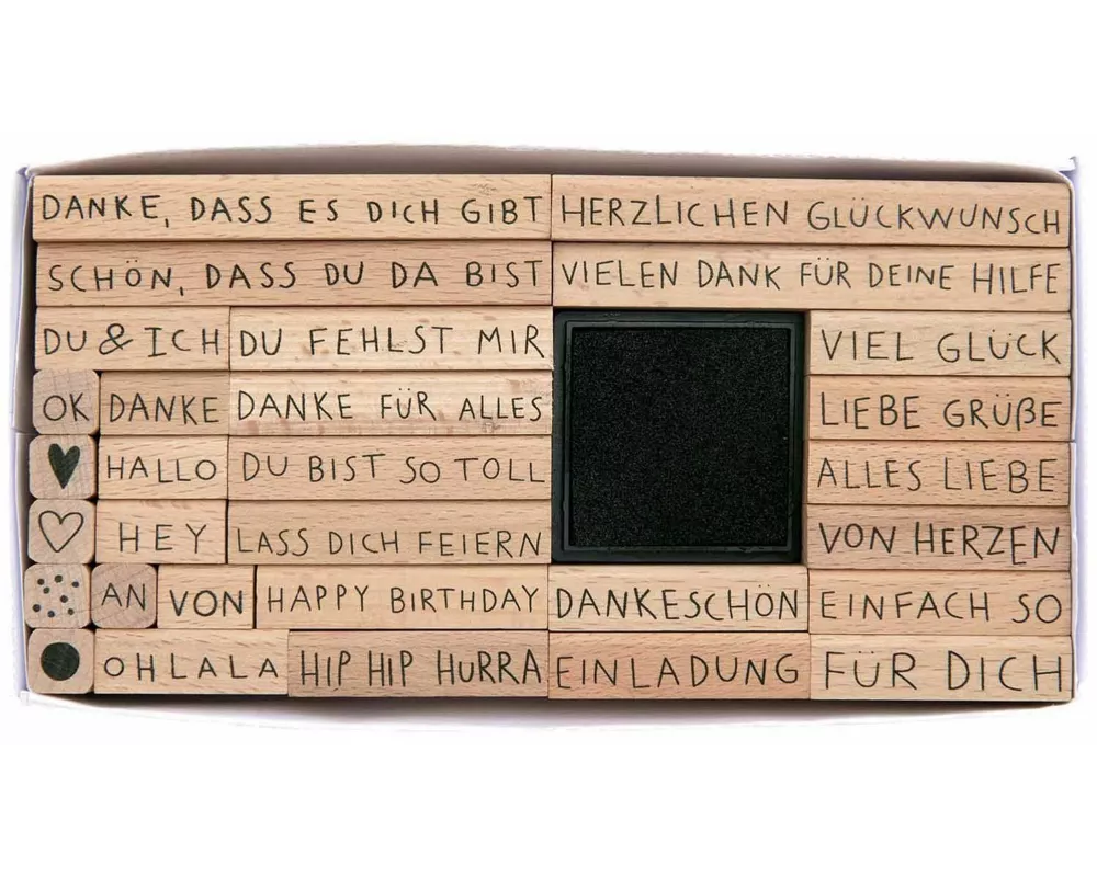 Stempelset Text, Deutsch, FSC 100%