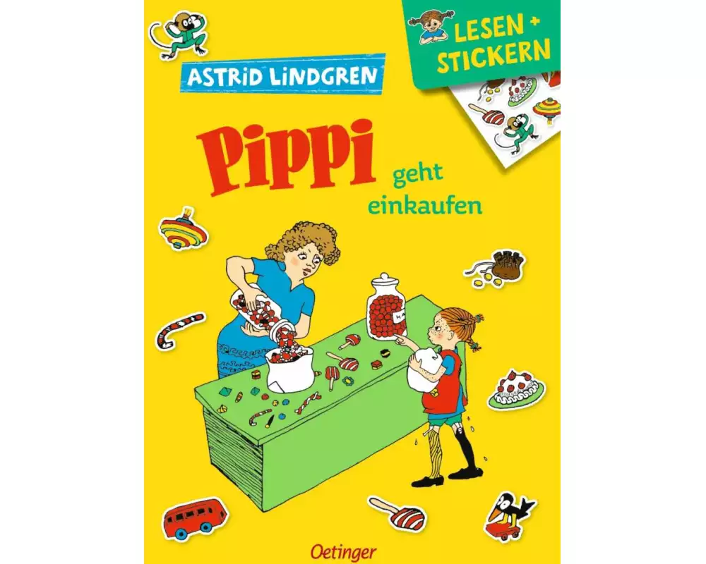 Lesen + Stickern. Pippi geht einkaufen