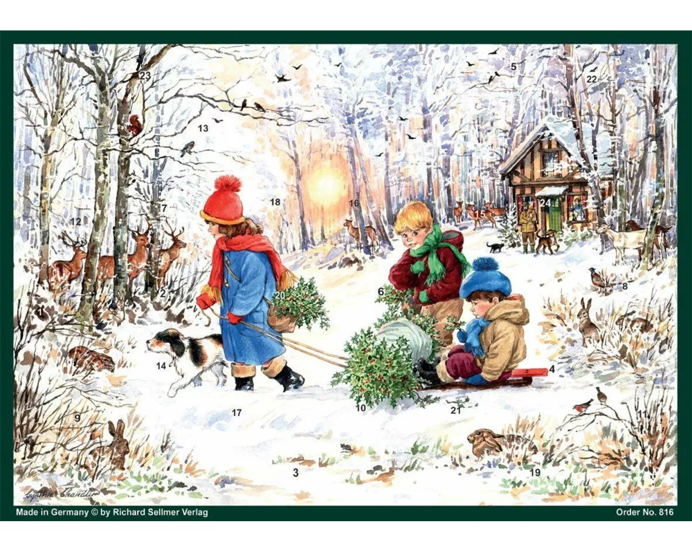 Adventskalender A4 "Schneefreuden im Wald"